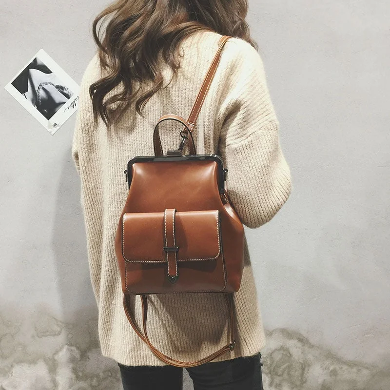 LEFTSIDE Brand 2018 Retro Hasp Back Pack Bags PU Leather Backpack Women School Bags For Teenagers Girls Luxury Small Backpacks