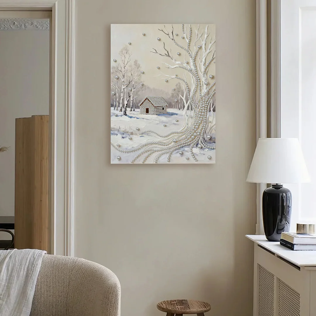 Snowfield DIY Pearl Diamond Art Kit for Adults Home Decor With Frame 30x40cm