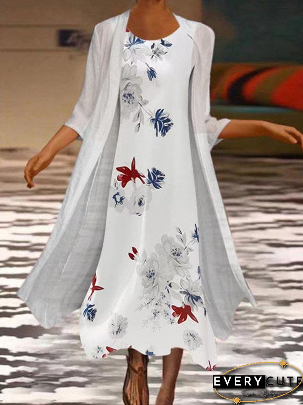 Casual Fake Two-piece Printed Maxi Dress S-3XL