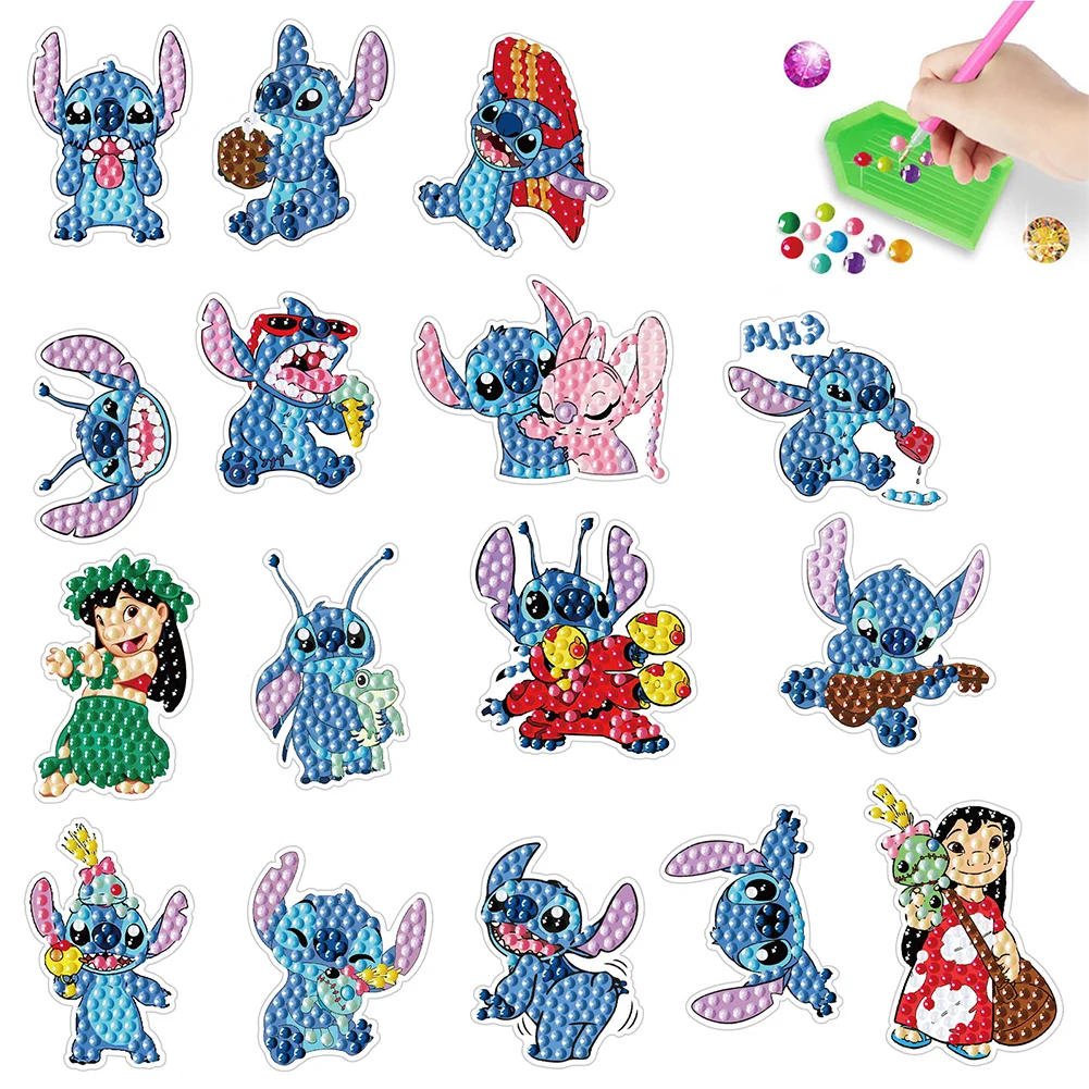 2pcs DIY Diamond Mosaic Sticker Cartoon Gift for Kids - Stitch