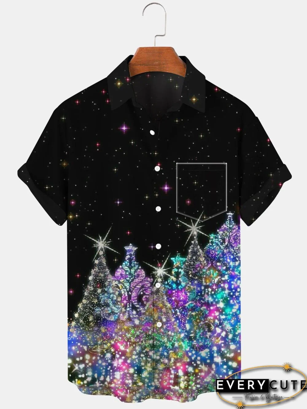 Christmas Tree Men's Shirts With Pocket