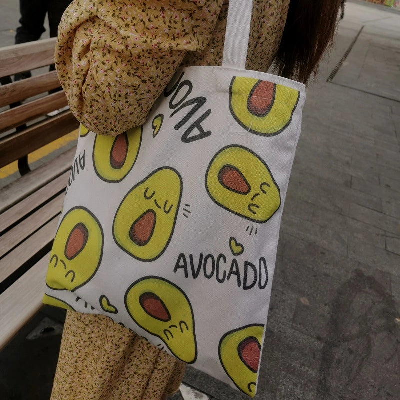 Unisex Canvas Fruit Streetwear Square Open Canvas Bag