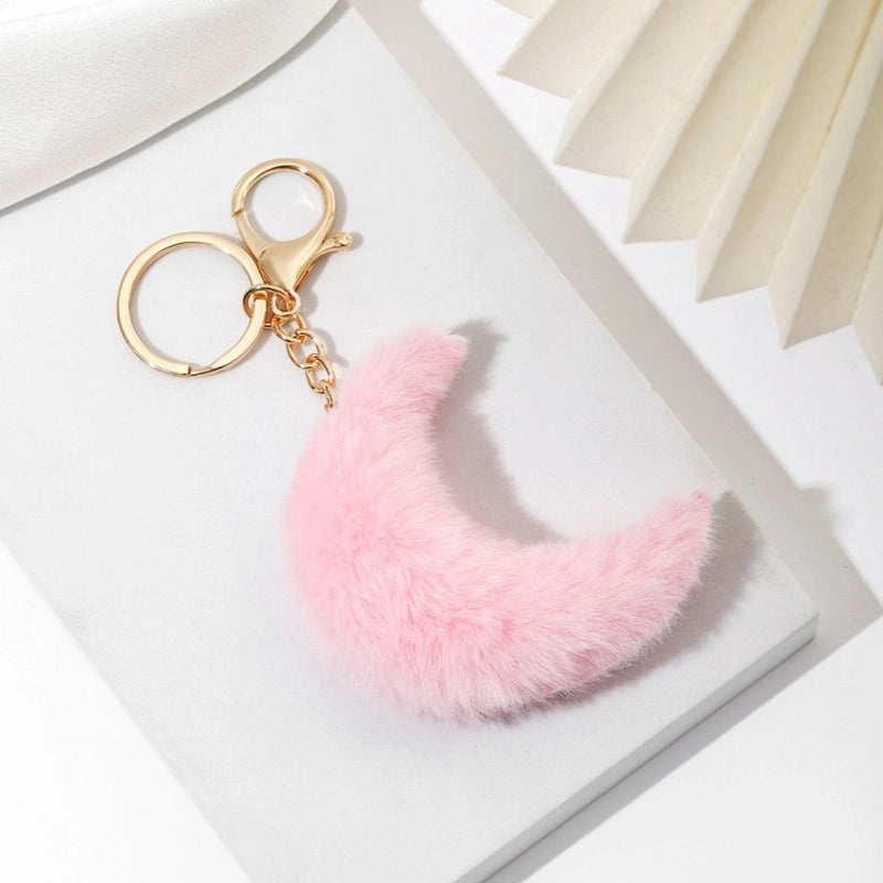 Cute Moon Alloy Plush Women's Bag Pendant Keychain