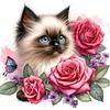 Rose Siamese Cat-11CT Stamped Cross Stitch 40*40cm/15.75*15.75in
