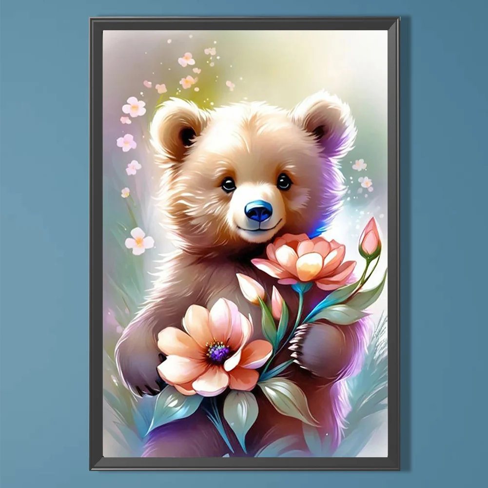 Diamond Painting - Full Round Drill - Flower Bear(Canvas|40*60cm)