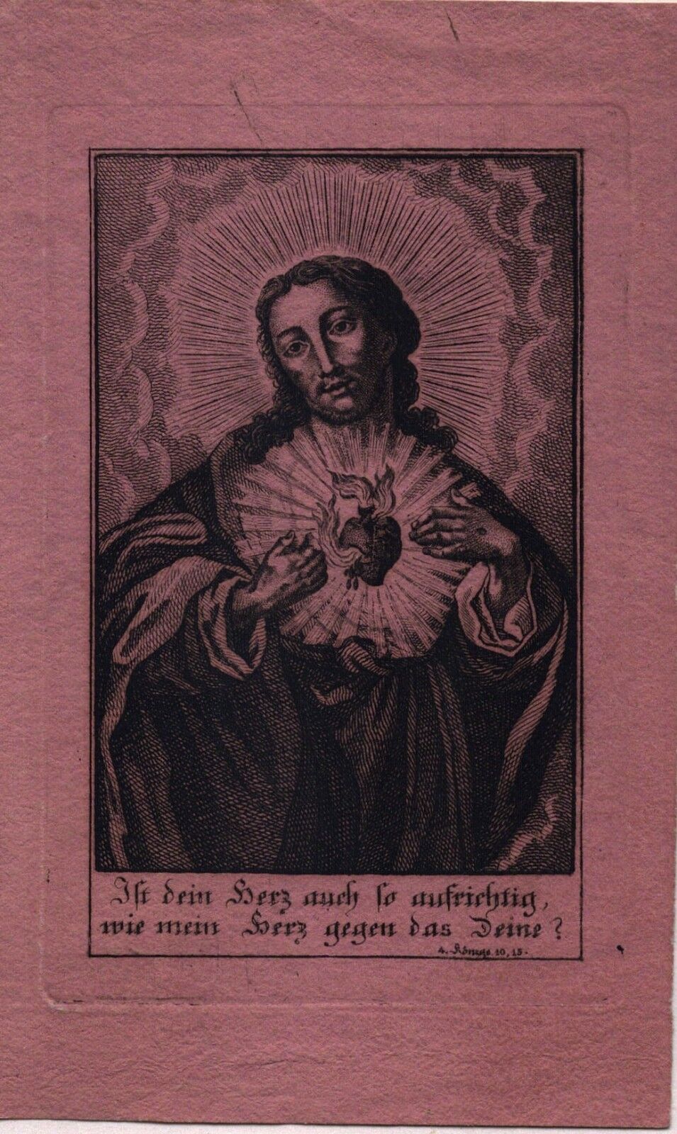 Sacred Heart Jesus Christ Very Old Devotional Picture Holy Icon (O-6517