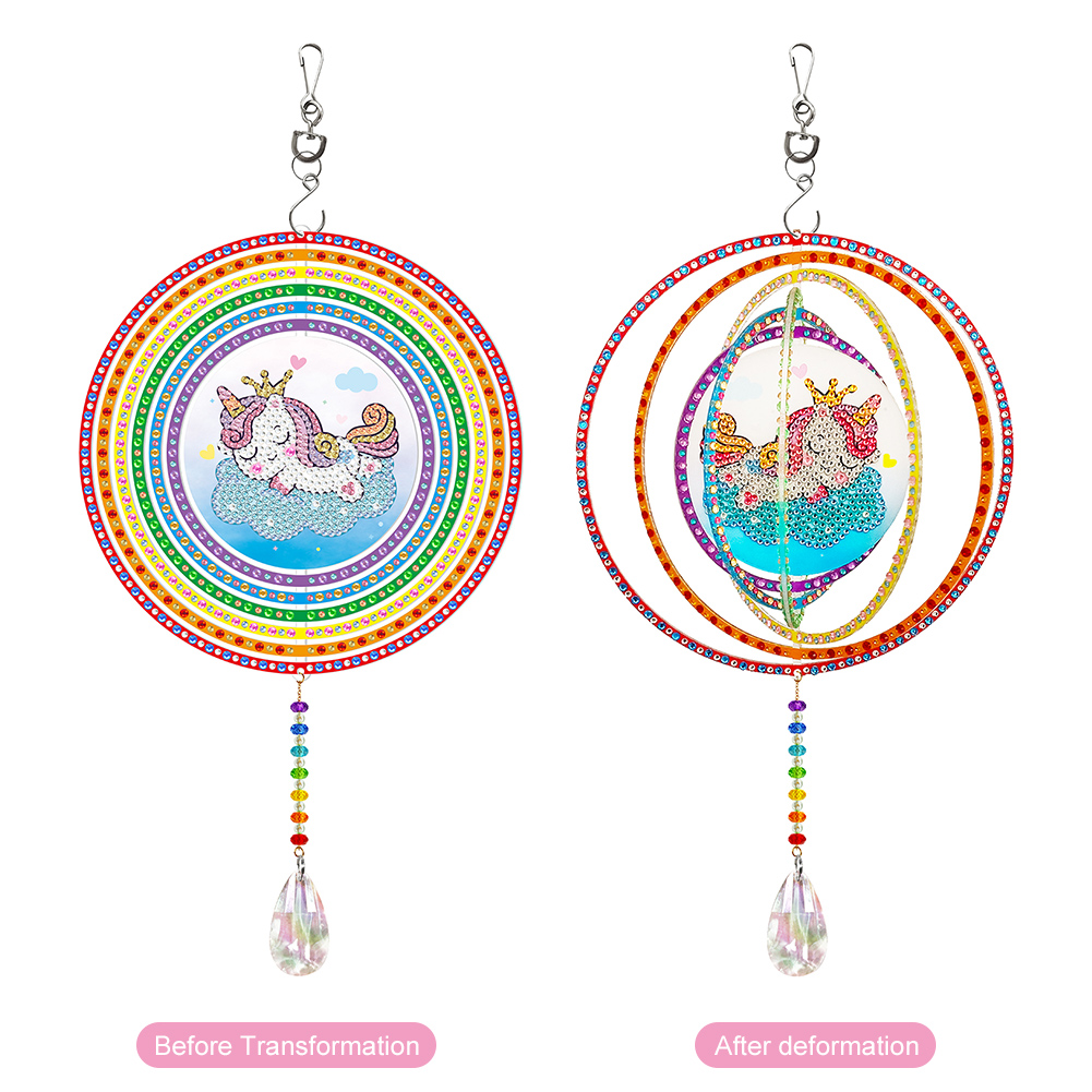 

Unicorn Double Sided Rotatable Wind Chime - 5D DIY Craft Pendant, 501 Original