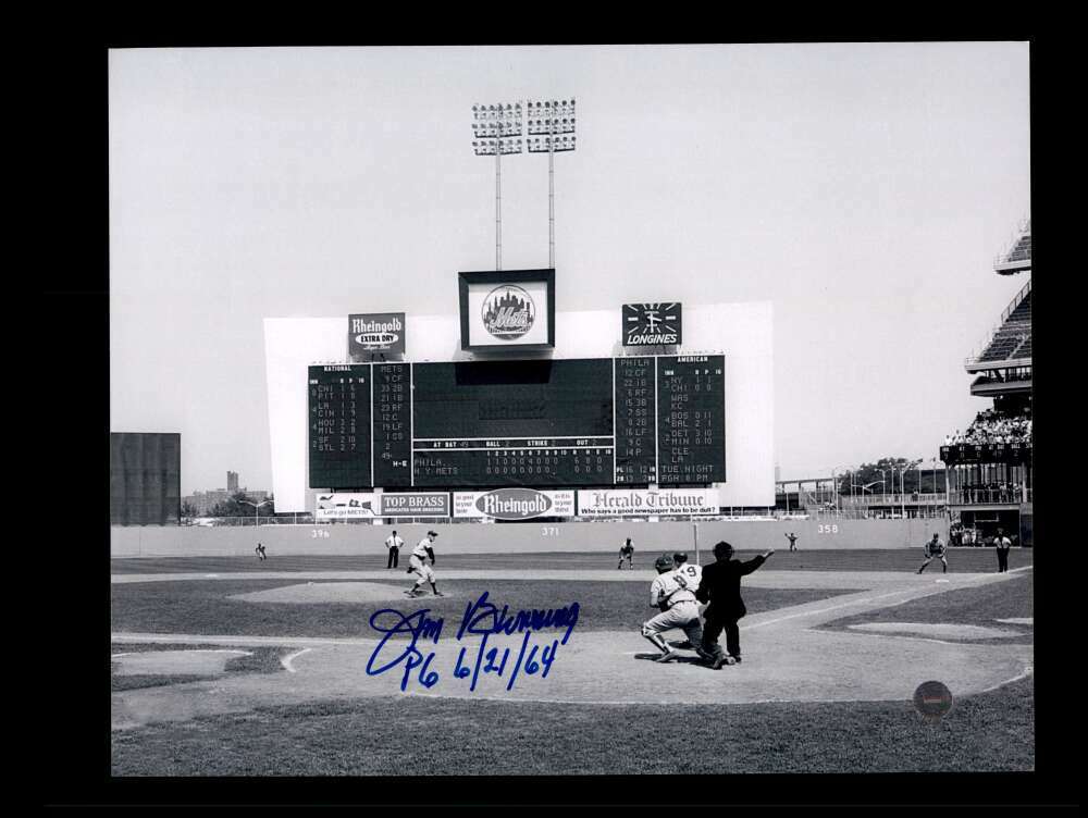 Jim Bunning Steiner Coa Signed 8x10 Photo Poster painting No Hitter Autograph