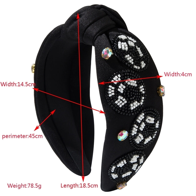 Women’s Casual Vacation Geometric Beaded Alloy Cloth Knitting Inlay Glass Beads Hair Band