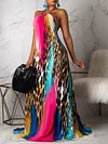 Leopard Print Gradient Bandage Maxi Dress