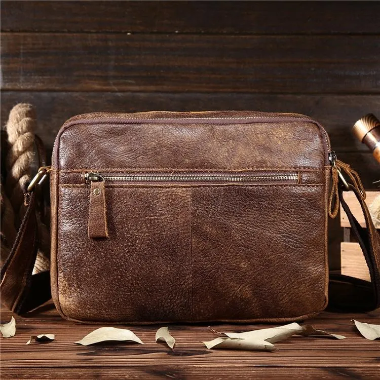 Retro Crazy Horse Leather Men's Briefcase Messenger Bag