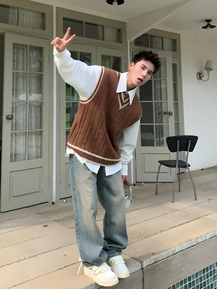 Brownm Knit Sweater Vest