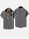 Black And White Striped Referee Uniform Printing Short Sleeve Shirt
