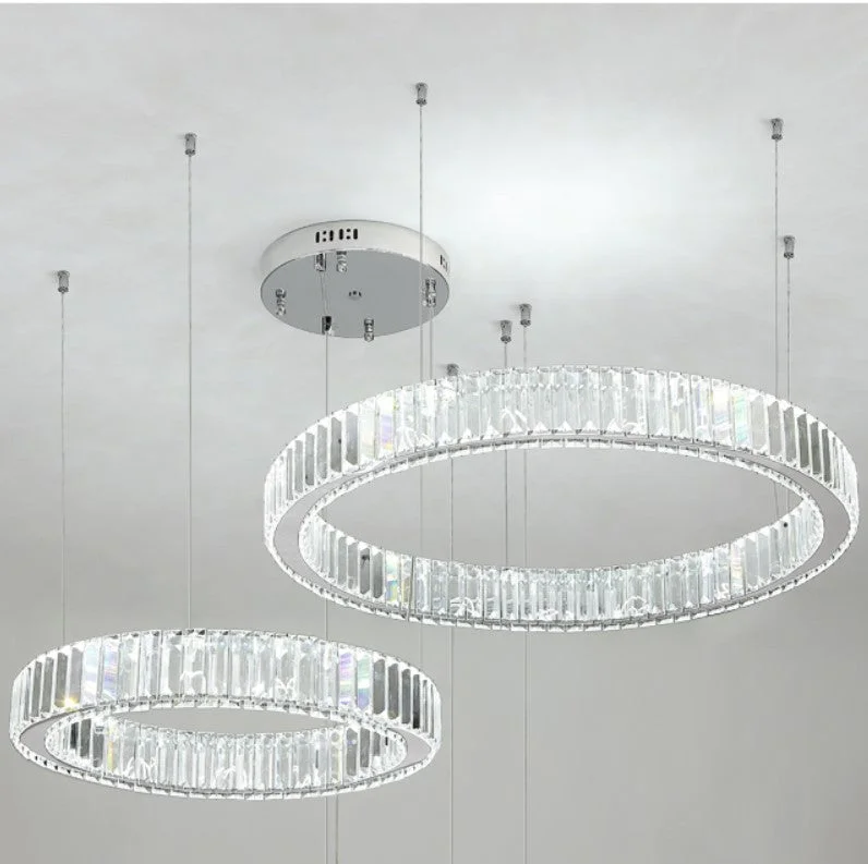 Stair Crystal Long Chandelier Rotating Ring Led Duplex Large Chandelier