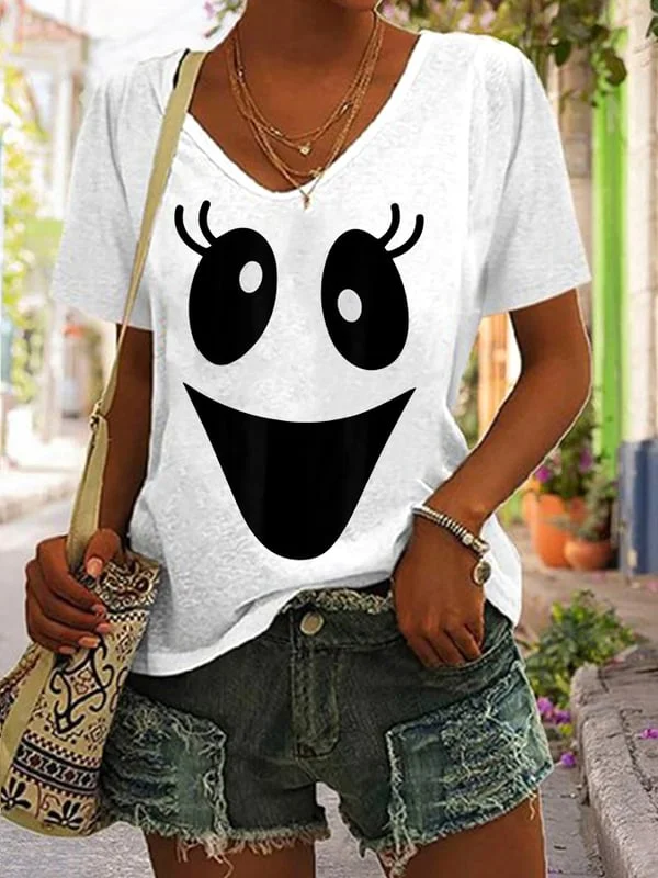Women's Ghost Print Short Sleeve T-Shirt