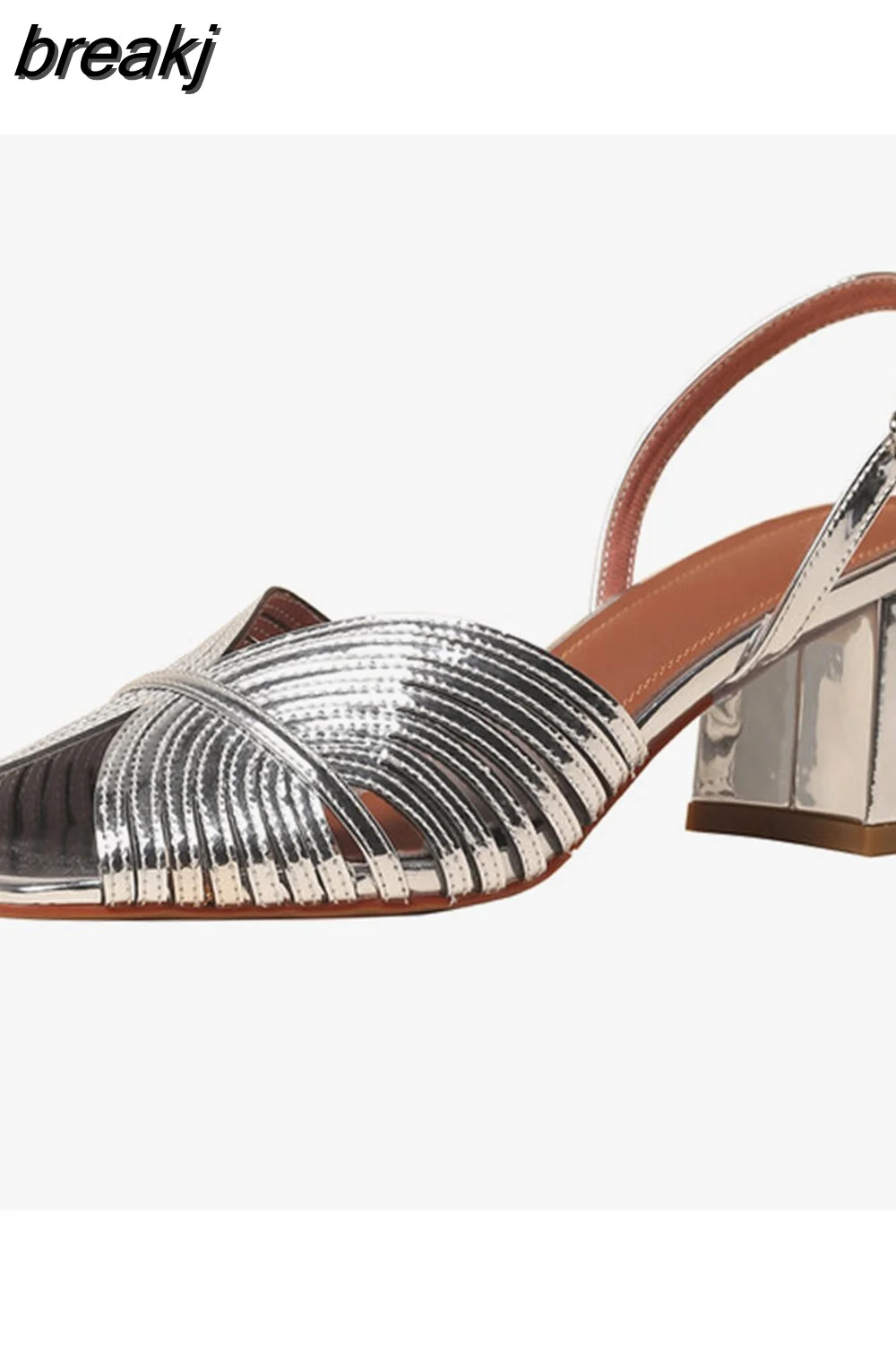 breakj Size 34-39 Women Sandals Rome Leather High Heels Summer Shoes For Women 2023 Trend Open Toe Elegant Heeled Sandals