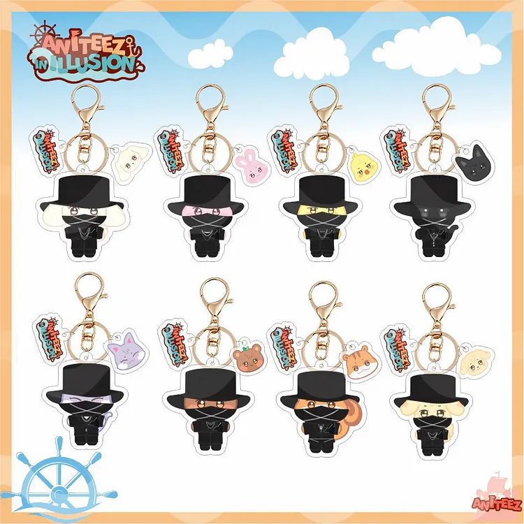 ATEEZ Aniteez In illusion Black Mask Acrylic Keychain