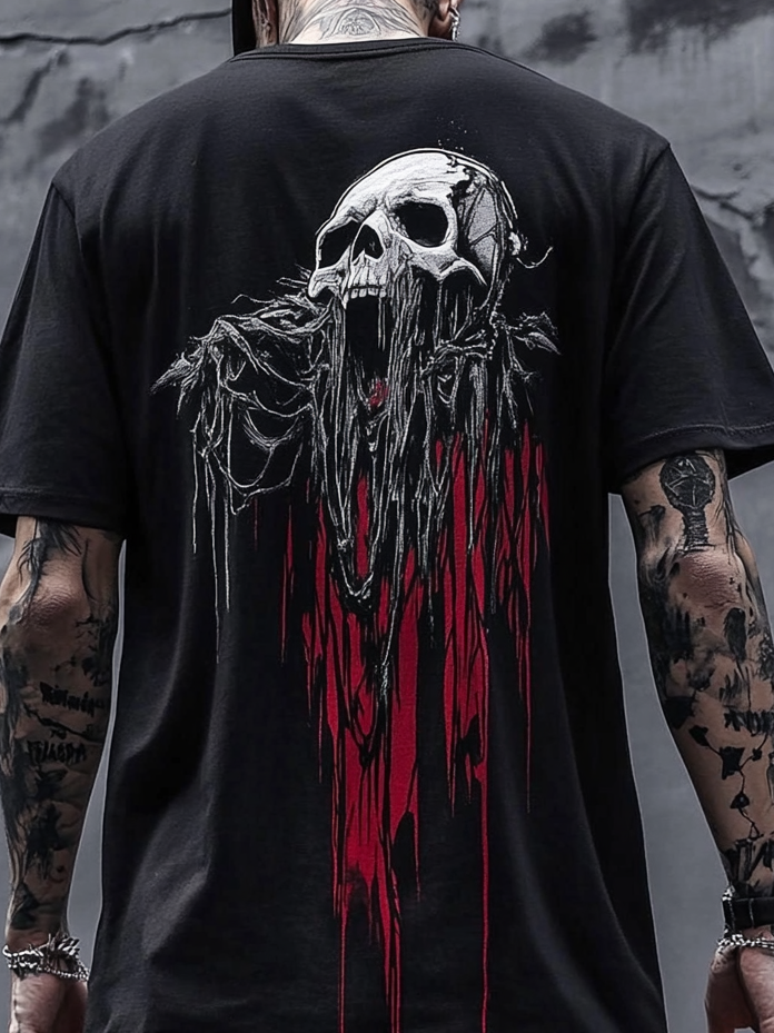 Shoptechwear Art Satanic Skull Darkart Oversized Unisex Casual T-shirt
