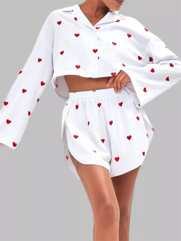 Ootddress Casual Loose 2 Piece-Set Shorts Outfits Women's Patchwork V-Neck Cropped Pullover And High Waist Shorts Female Sets 2025