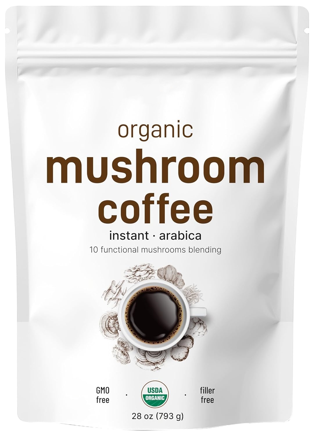 Organic Instant 10 in 1 Mushroom Coffee Powder 28oz