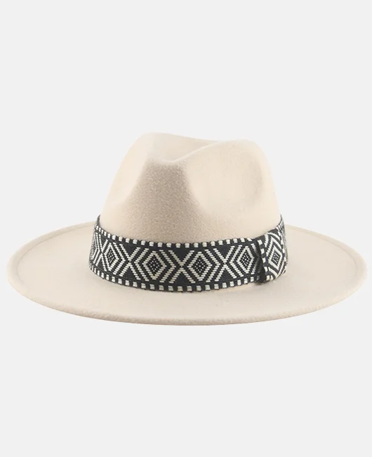 Vacation Wide Eaves Dome Tribal Pattern Fedora Hat 
