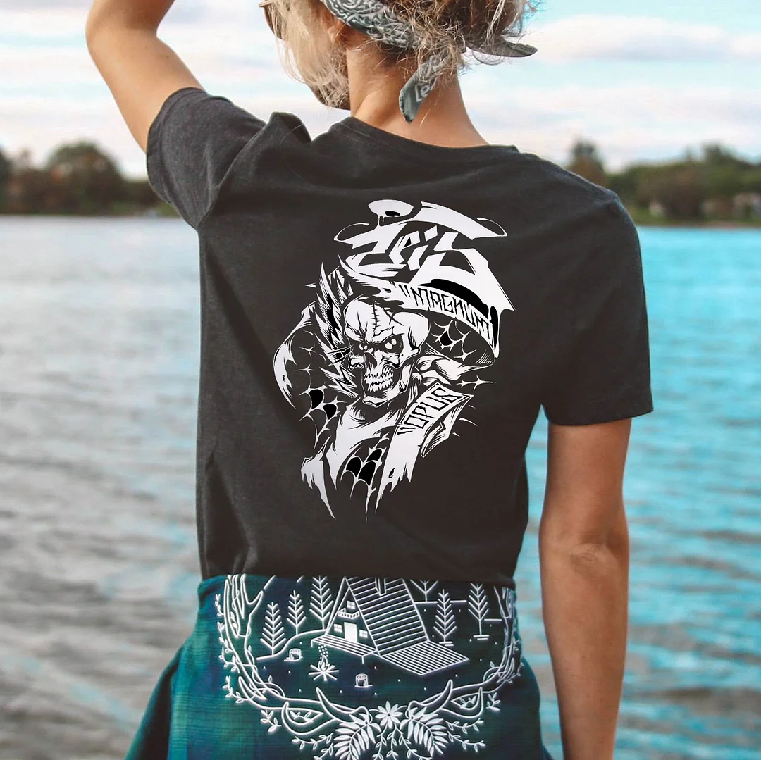 Valiant Warrior Skull Black Print Regular-fit T-shirt