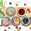 (US Only)6pcs Cat DIY Diamond Painting Coasters Kits with Holder for Adult Beginner