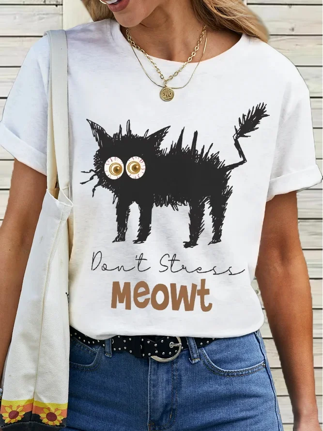 Funny Don't Stress Meowt Cat Women's T-shirt