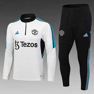 2023/2024 Manchester United Half-Pull Training Suit Off-White Football Shirt 1:1 Thai Quality Set