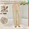 Gioiacombo&trade; Nuovi pantaloni casual larghi in cotone e lino da donna
