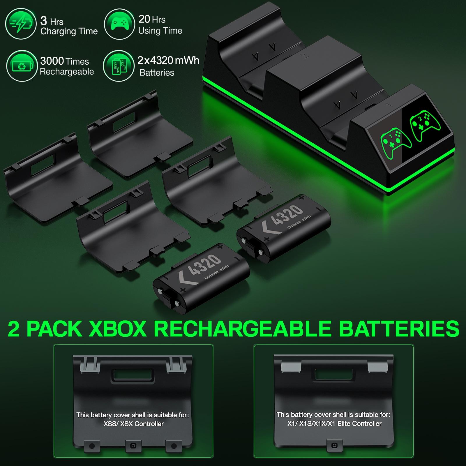Charger Station with 2x4320mWh Rechargeable Battery Pack for Xbox ...