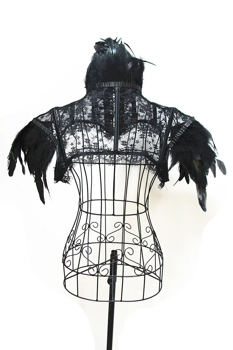 Gothic Accessories Lace Feather Bolero Jacket Shrug