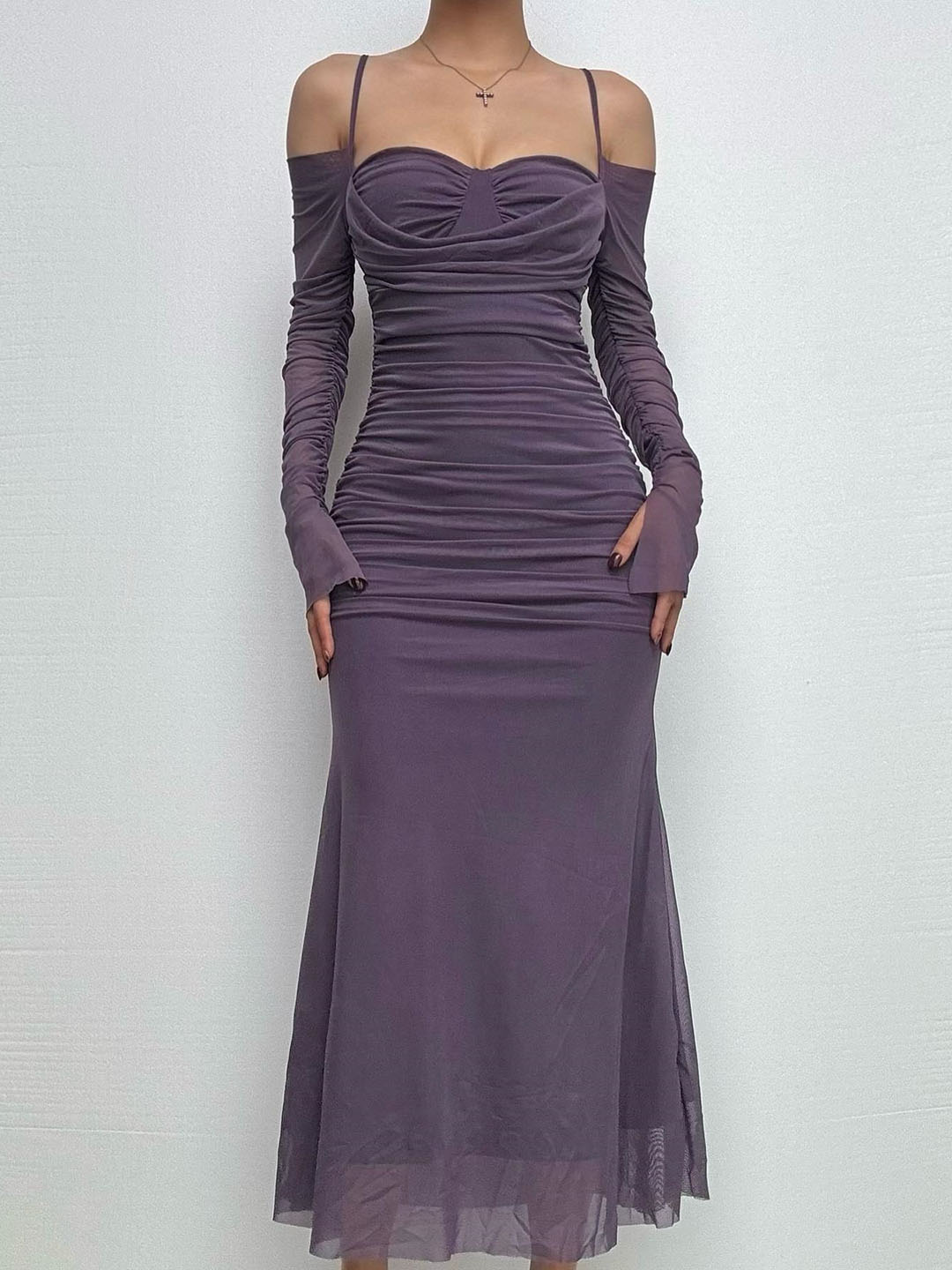 Elegant Off-shoulder Chiffon Suspender Long Hip-hugging Dress | Oxredo Shop Ramadan Sale