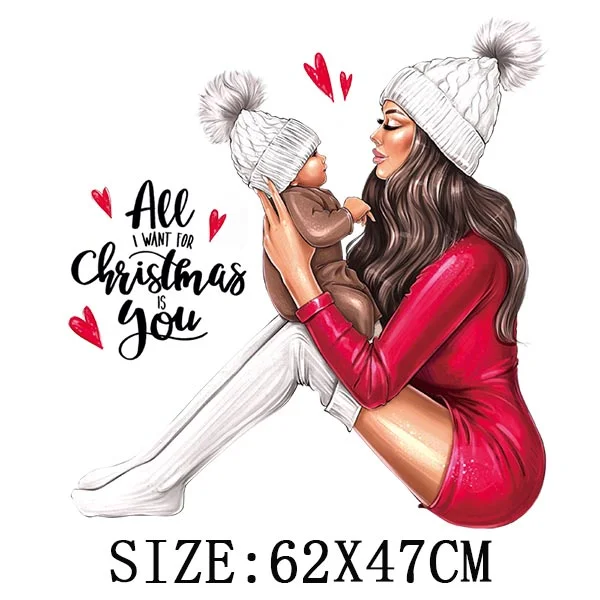 Mom&Children Thermal Stickers On T-shirt DIY Washable Patch On Clothes Lovely Design Iron On Transfer For Hoodies Hat Decoration