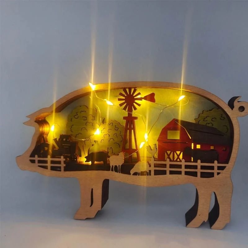 WoodyOrnament Piggy Carving Handcraft Gift