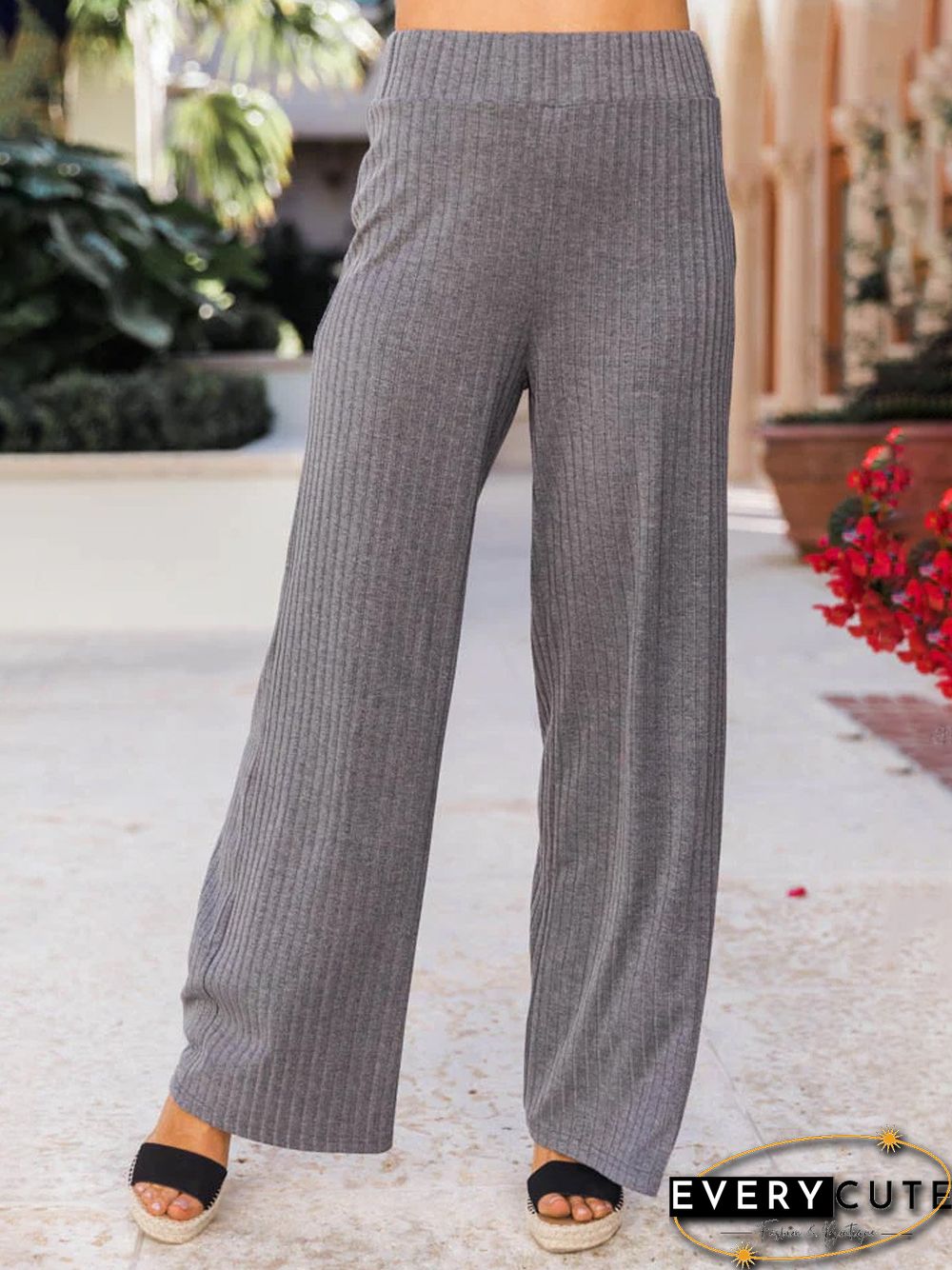Casual Plain Color Loose Texture Pants
