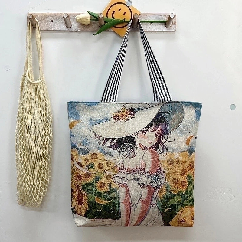 Women’s Vintage Style Flower Canvas Shopping Bags