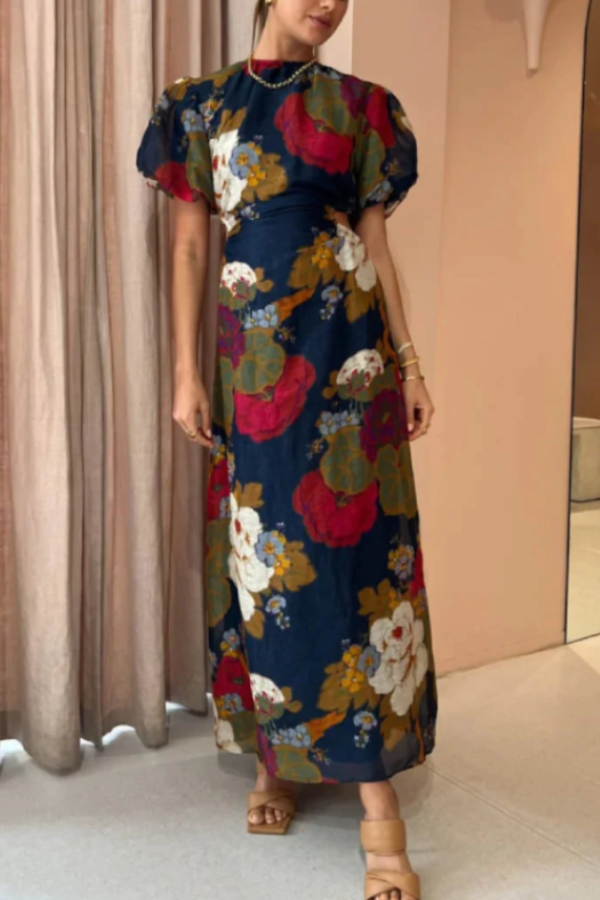 Puff Sleeve Gown in Garcia Floral Print