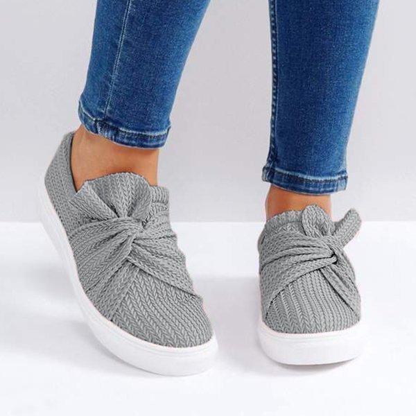 Susiecloths Women Knitted Twist Slip On Sneakers