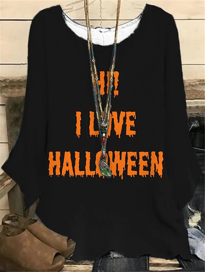 Round Neck Retro Women Casual New Design Printing Long Sleeve T-shirt