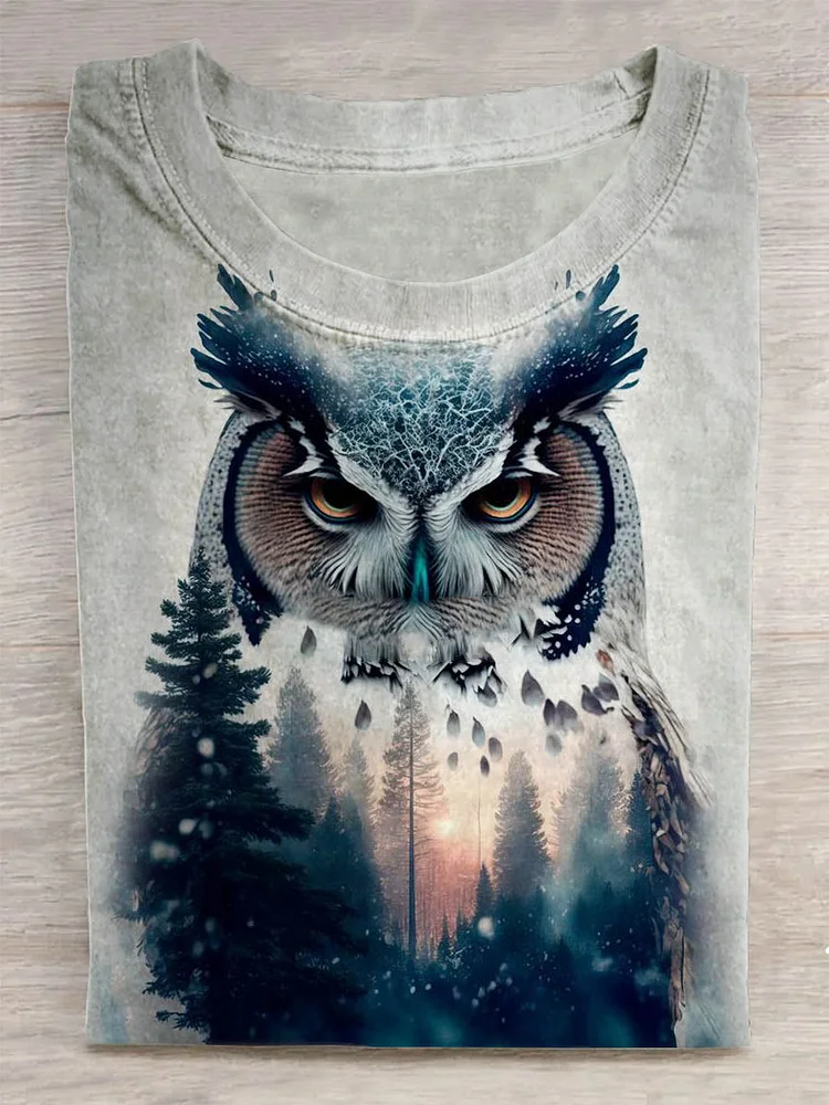 Teecade Teecade  Unisex Owl Abstract Print Design T-Shirt