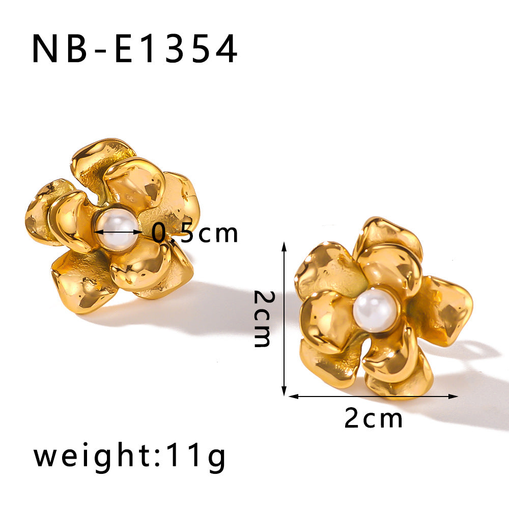 IG Style Petal Geometric Stainless Steel Electroplating Earrings