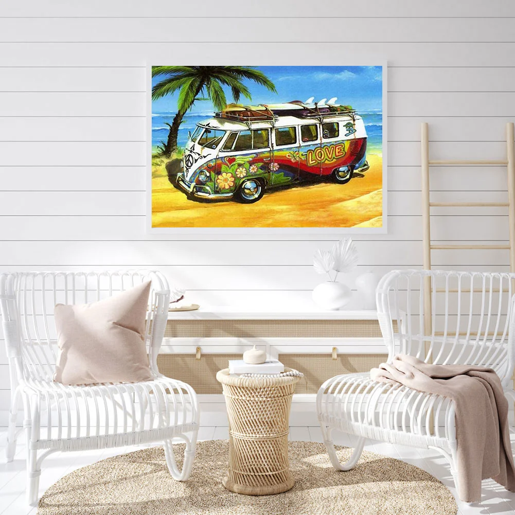 Beach Bus DIY Diamond Painting Kits Full Round Drill Home Wall Decor