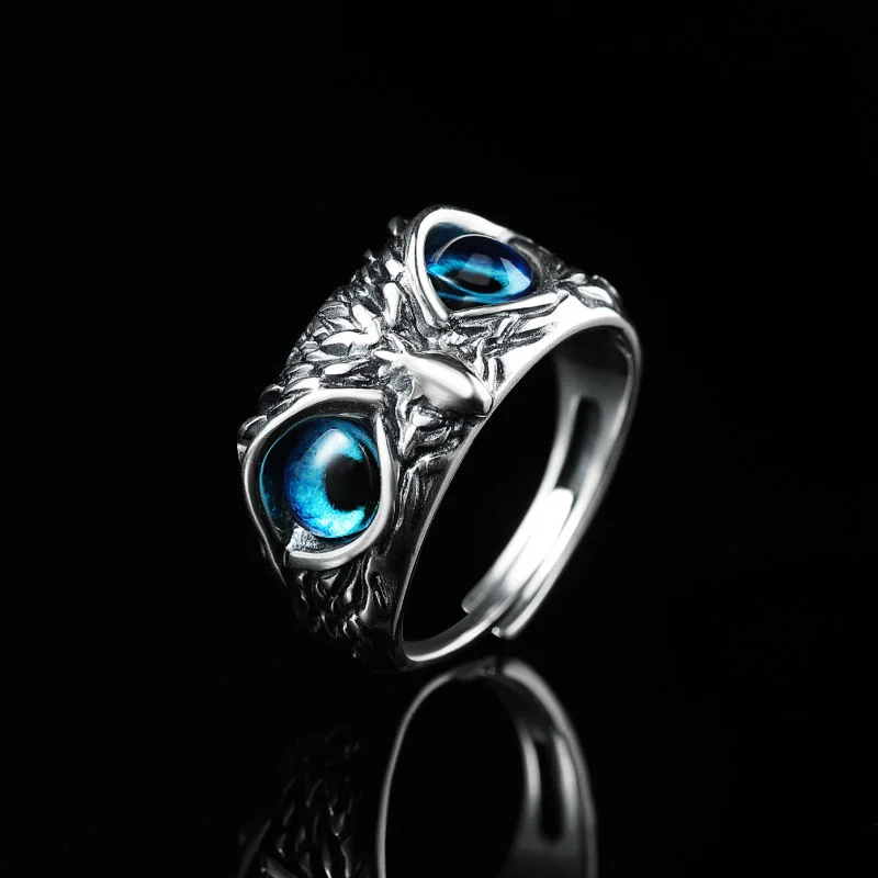 Men's silver-plated owl ring vintage Silver jewelry
