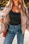 Women's Winter Thick Full Zipper Quilted Puffer Down Jacket