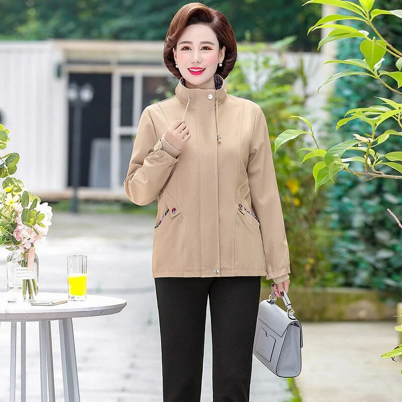 5XL Women Windbreaker 2023 New Autumn Jacket Loose Mid Long Overcoat Zipper Pocket Thin Windbreaker Female Basic Coat J237