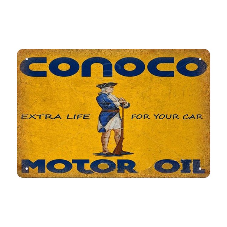 Huile moteur Conoco - Enseigne Vintage Métallique/enseignes en bois - 20*30cm/30*40cm