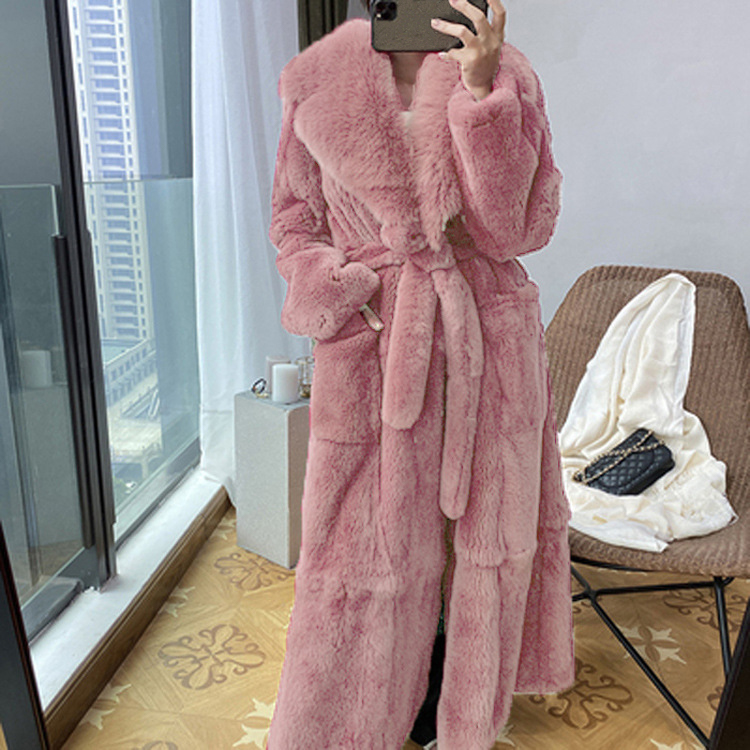 Faux fur loose mid-length coat wearshes