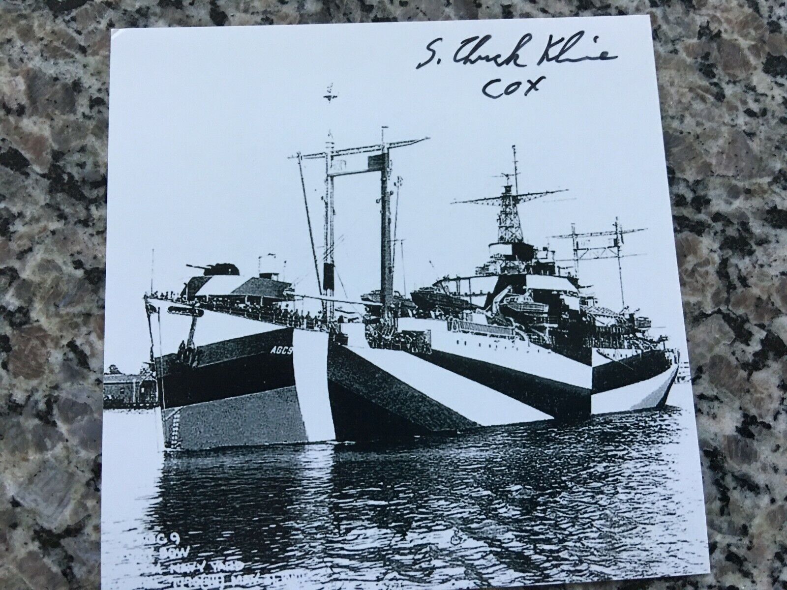 CHUCK KLINE USS WASATCH AGC-9 US NAVY VETERAN RARE SIGNED Photo Poster painting