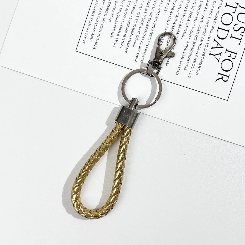 Minimalist Classic Style Solid Color Pu Leather Unisex Bag Pendant Keychain